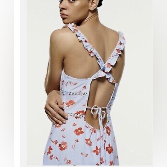 Zara printed linen midi dress. Small. - Picture 2 of 8